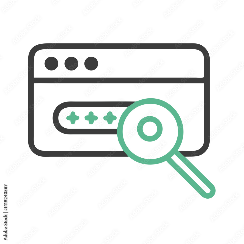 Poster Password Search Icon Representing Credential Recovery and Secure Access Retrieval