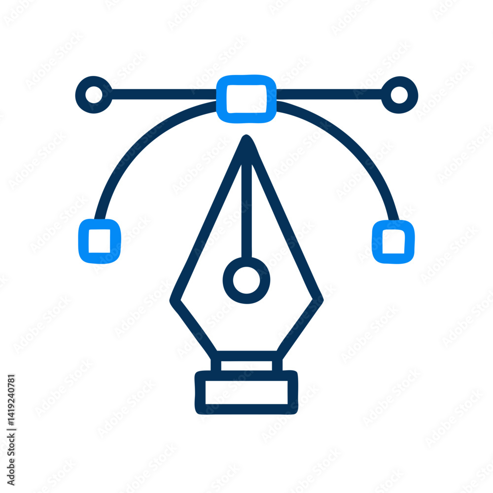Poster Pen Tool Icon Representing Vector Drawing and Digital Design Creation