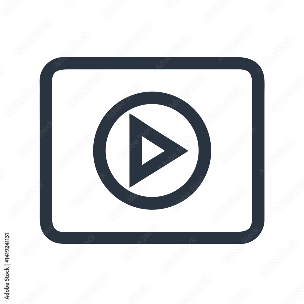 Aufkleber play button icon representing media playback and digital content streaming