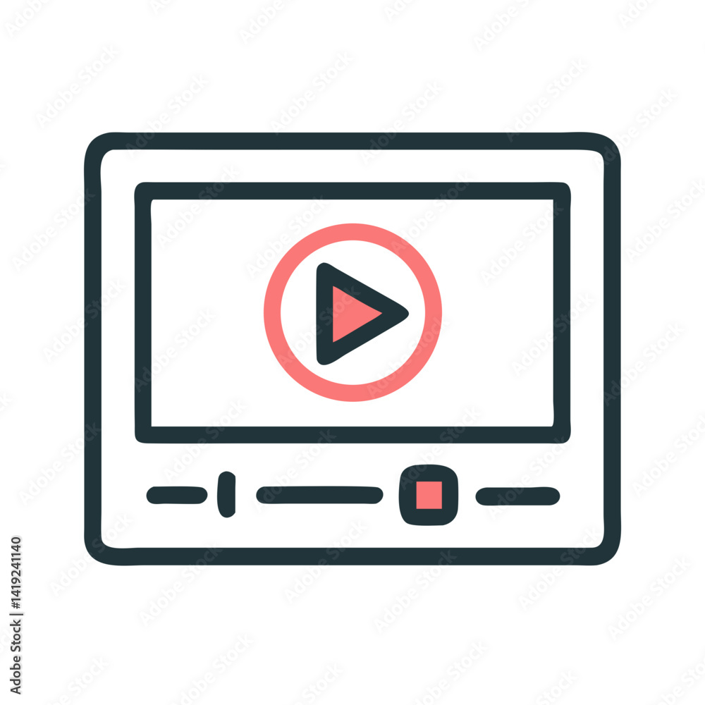 Aufkleber play button icon representing media playback and digital content streaming