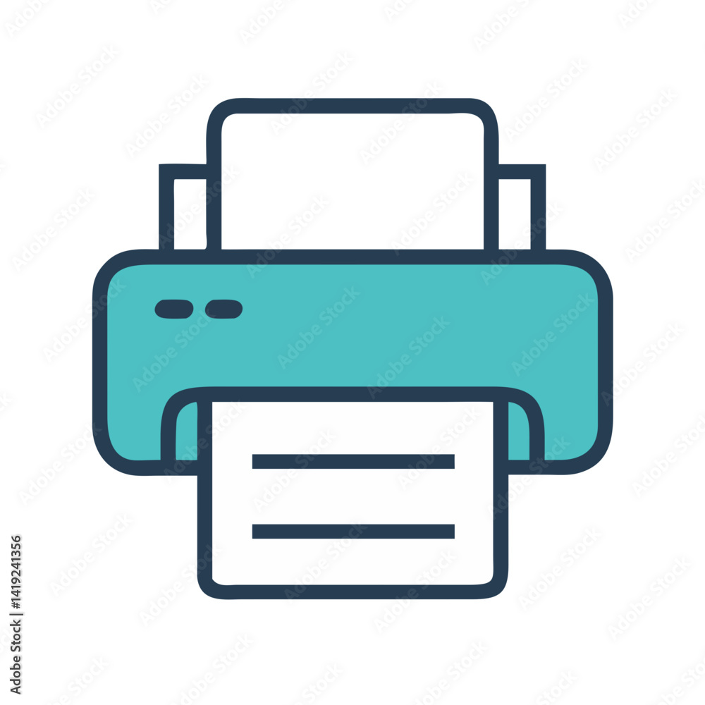 Poster printer icon representing document printing device and office equipment