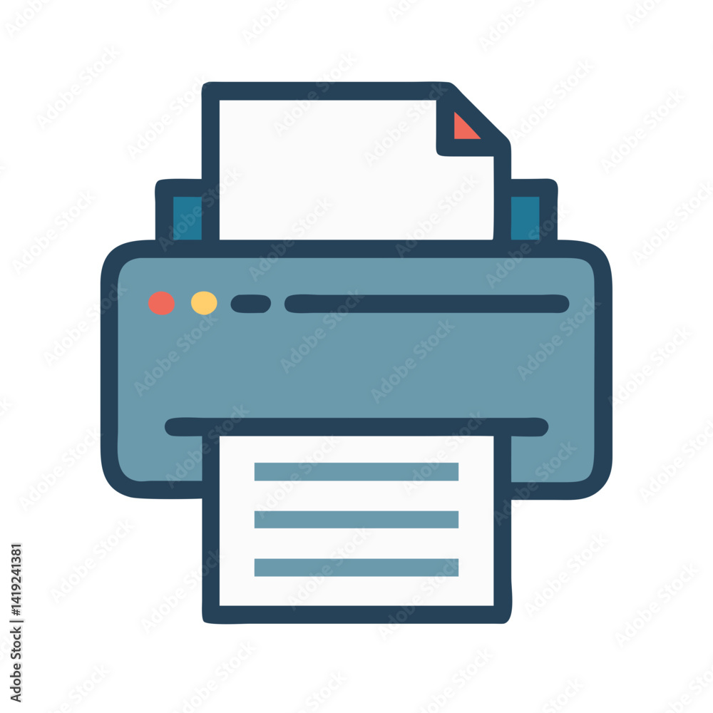 Poster printer icon representing document printing device and office equipment