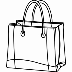 "Simple Shopping Bag Design in Black and White Line Art"