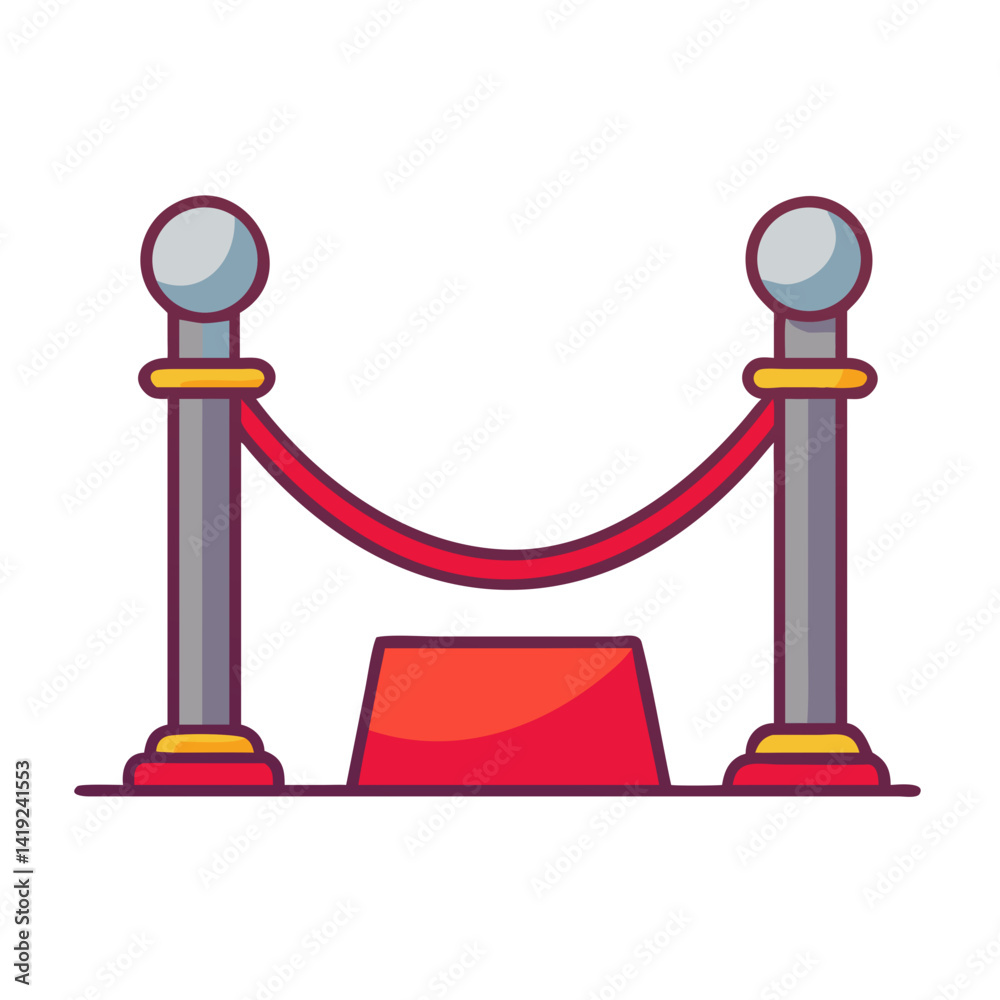 Poster red carpet barrier icon representing premiere event and celebrity access control