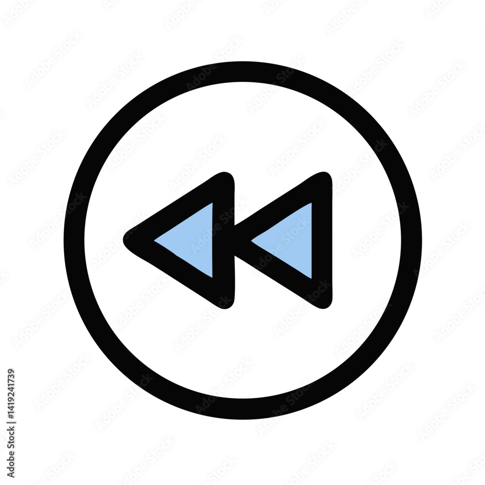 Leinwandbilder rewind button icon representing playback control and media navigation