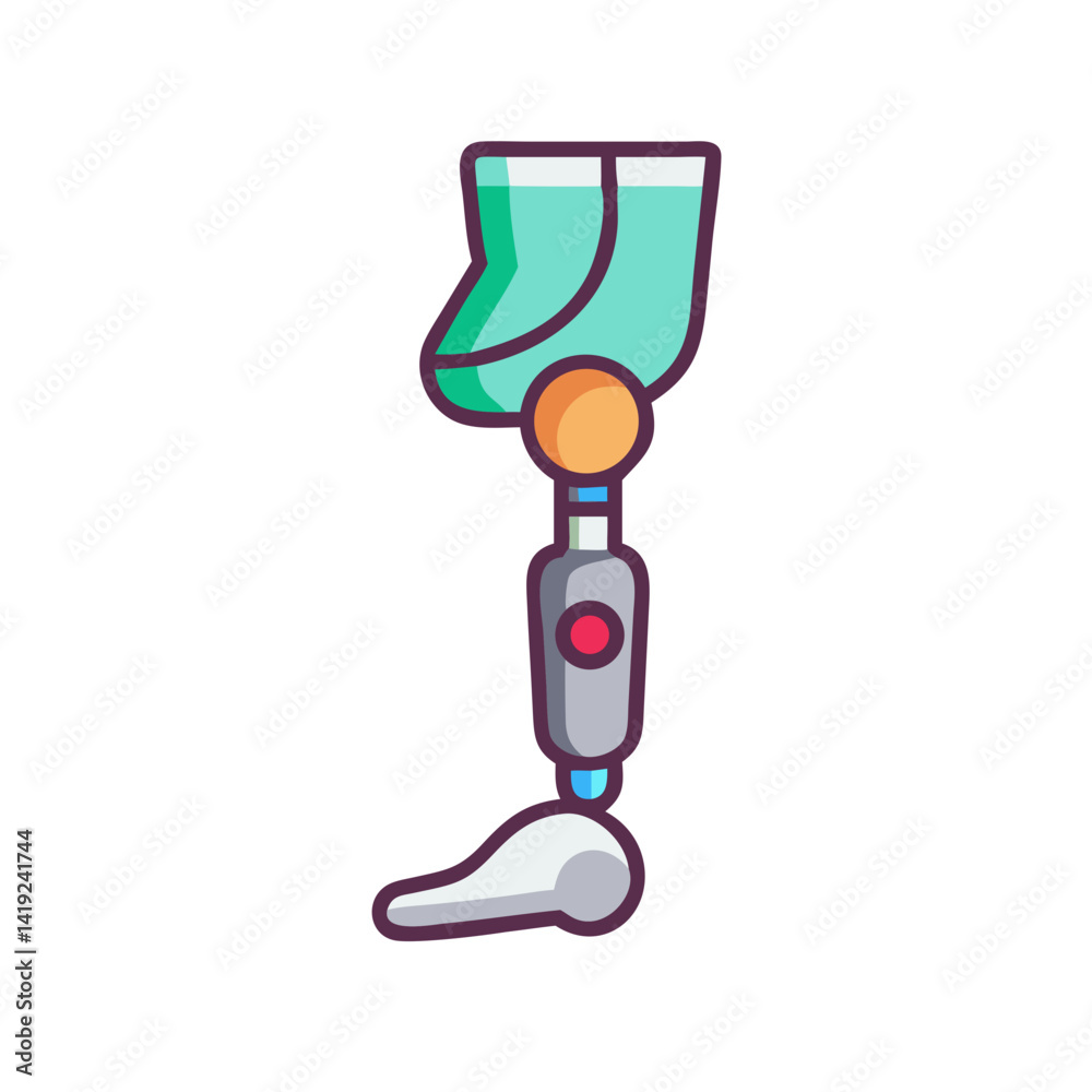 Aufkleber Robotic Leg Icon Representing Bionic Prosthesis and Advanced Mobility Technology