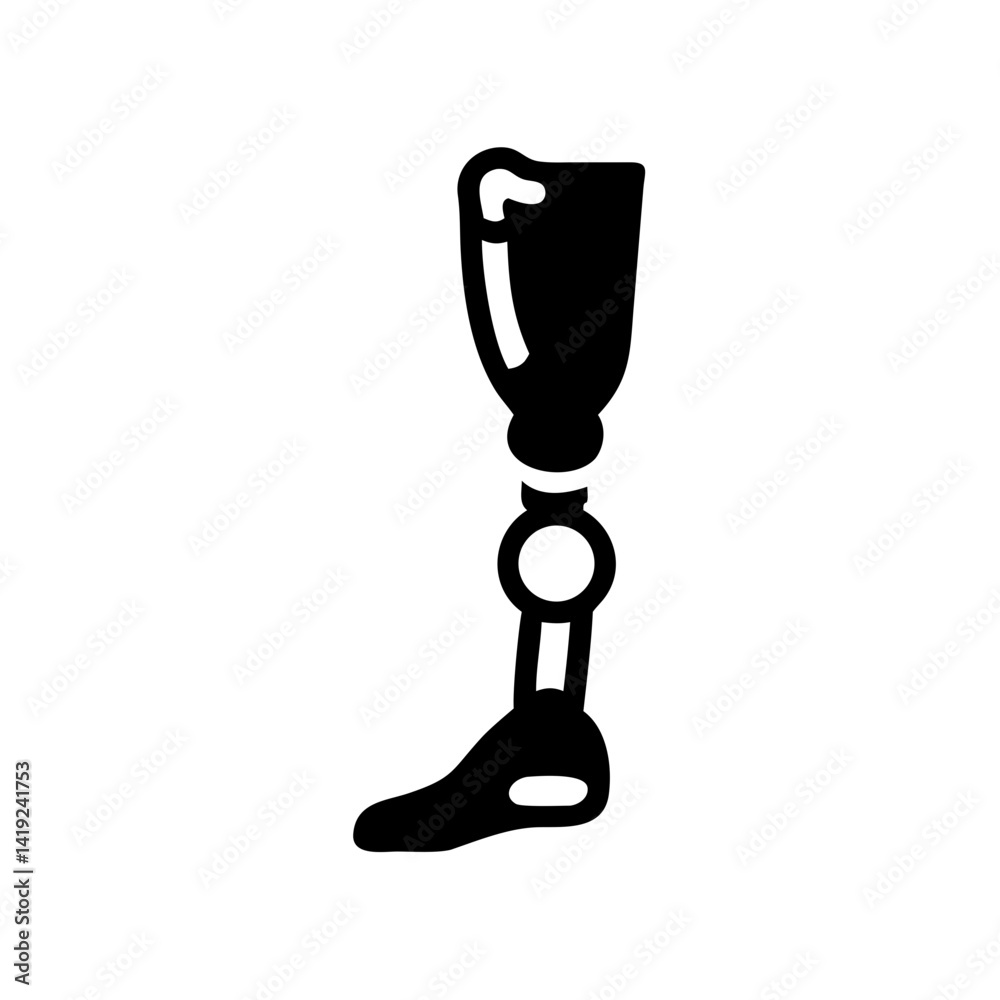 Aufkleber robotic leg icon representing bionic prosthesis and advanced mobility technology