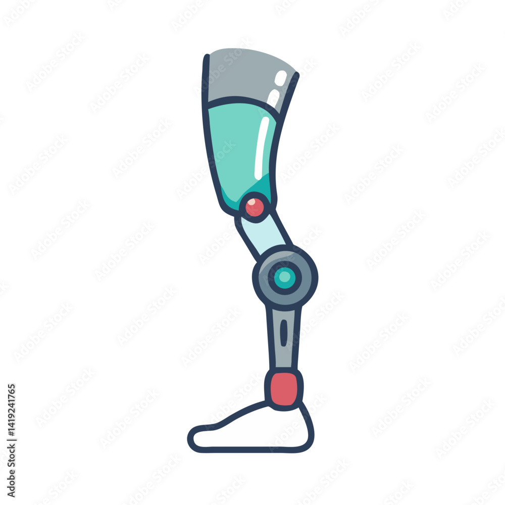 Aufkleber robotic leg icon representing bionic prosthesis and advanced mobility technology
