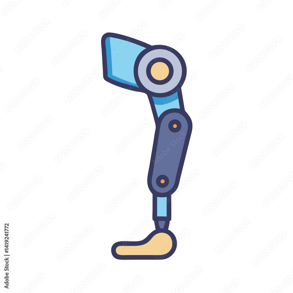 Aufkleber robotic leg icon representing bionic prosthesis and advanced mobility technology