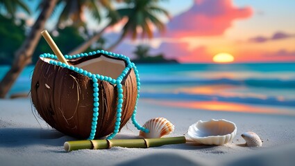 Tropical Beach Decor: Styling with Coconuts and Seashells, Sunset Beach Photography: Capturing Tropical Elements, Essentials for a Sunset Vibe