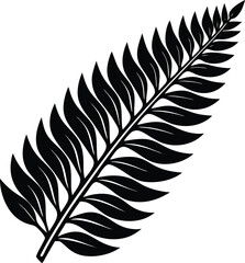 Fototapeta premium New Zealand Silver Fern Emblem in Black | Classic Nature Symbol Vector for Print & Design Use