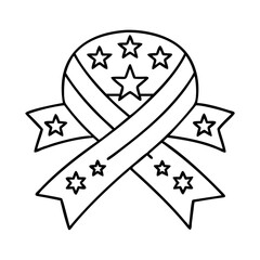 patriotic ribbon with stars icon, patriotic ribbon with stars line art - simple line art of patriotic ribbon with stars, perfect for patriotic ribbon with stars logos and icons