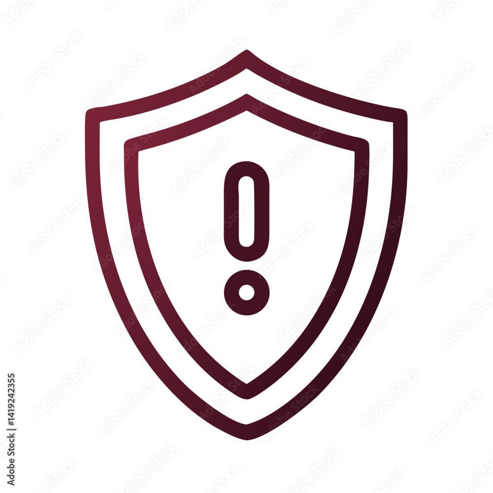 Fototapete Shield with Exclamation Mark Icon Representing Security Alert and System Warning