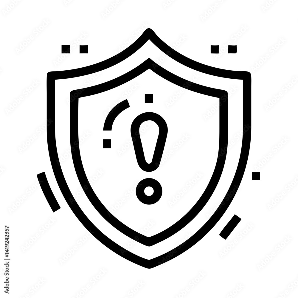 Poster Shield with Exclamation Mark Icon Representing Security Alert and System Warning