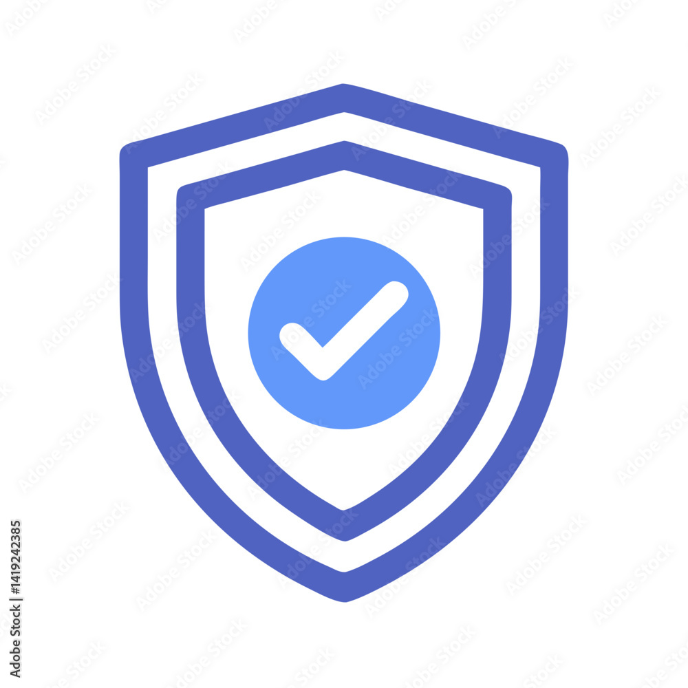 Poster Shield with Checkmark Icon Representing Security and Verified Protection