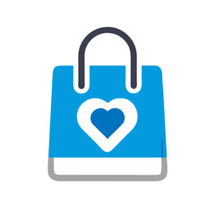 Shopping Bag with Heart Icon Representing Customer Loyalty and Love for Shopping