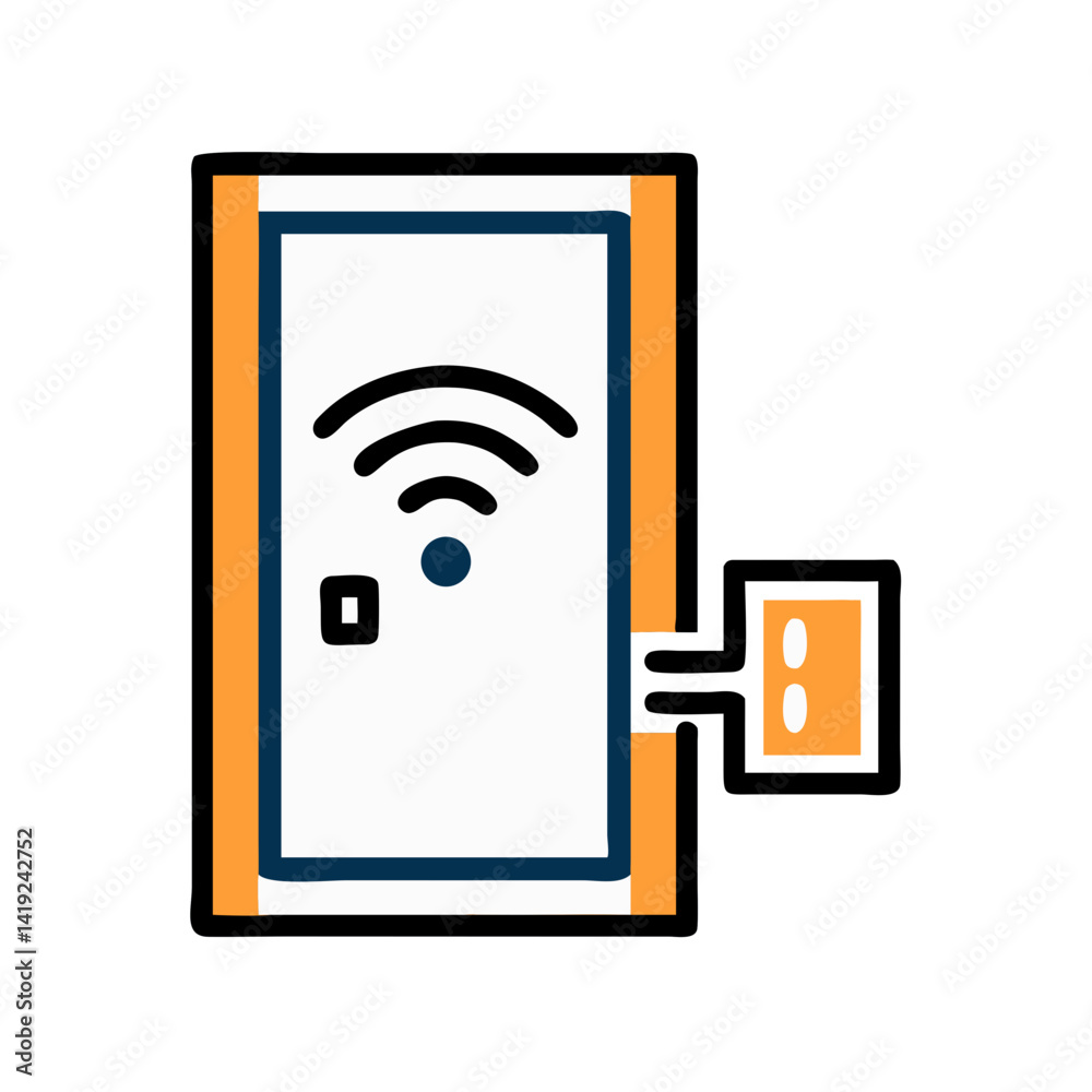 Poster Smart Door Icon Representing Wireless Entry Access and Remote Security Control