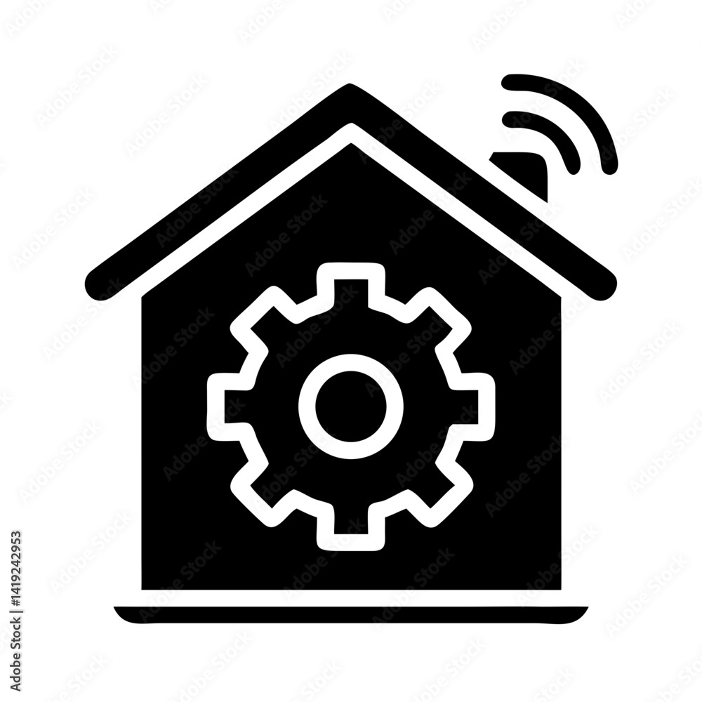 Leinwandbilder Smart Home with Gear Icon Representing Home System Automation and Configuration