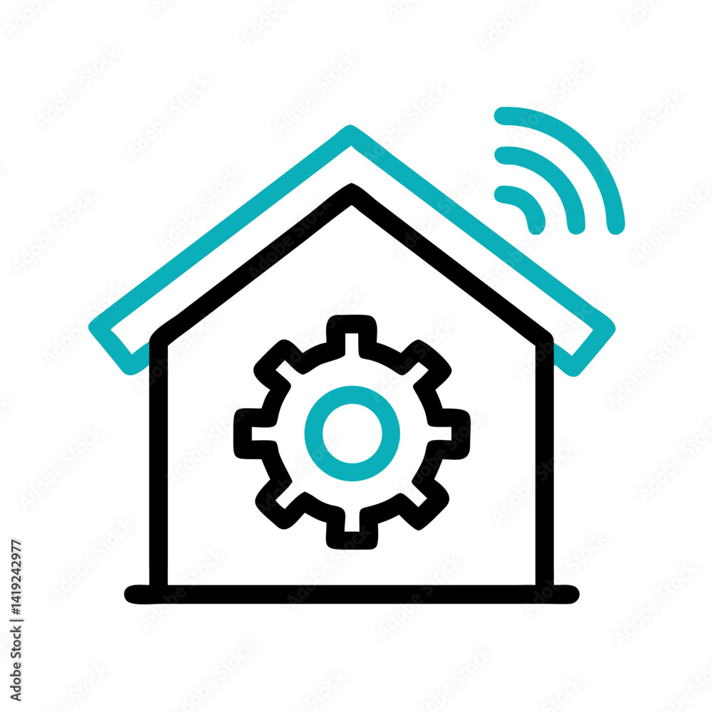 Aufkleber Smart Home with Gear Icon Representing Home System Automation and Configuration