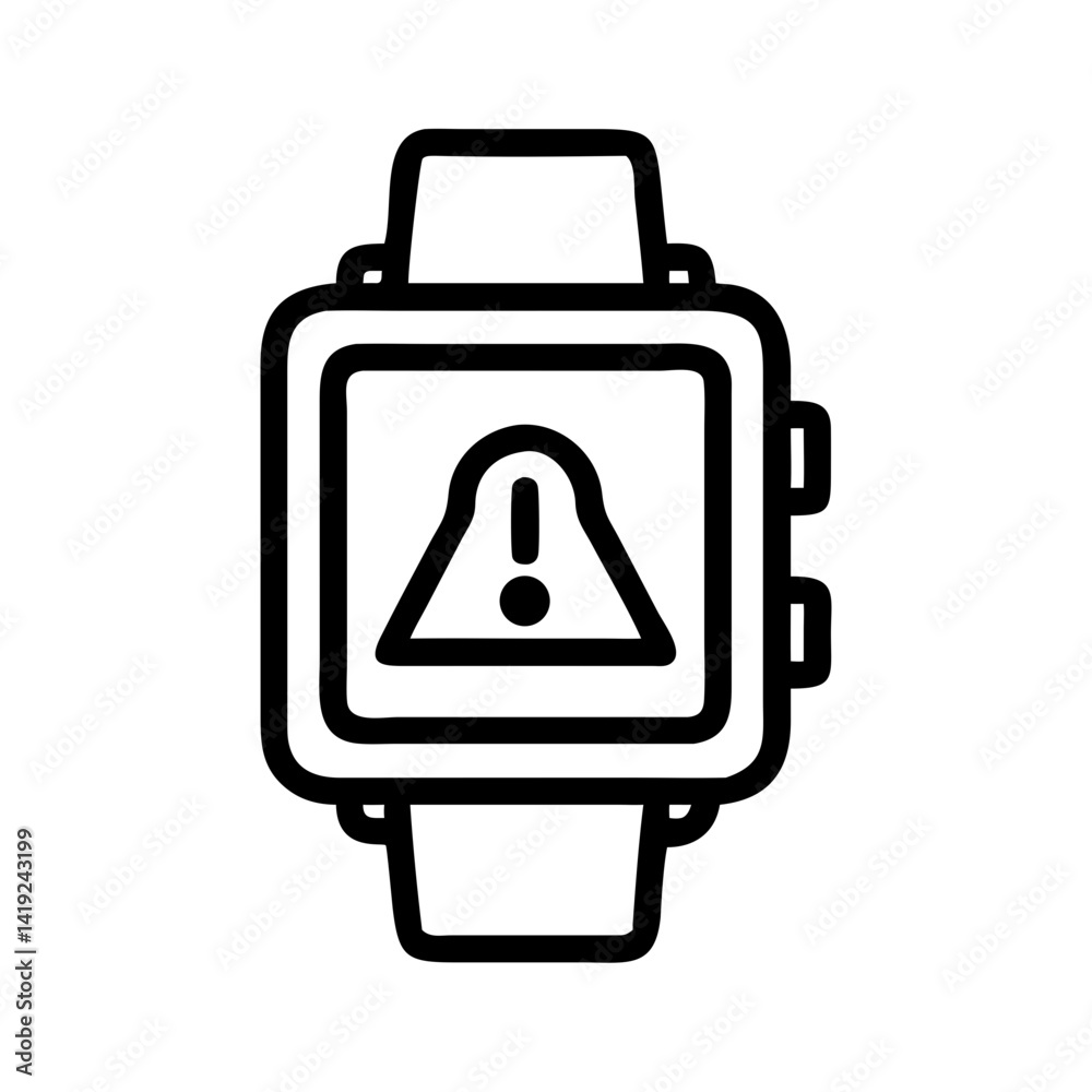 Poster Smartwatch with Alert Icon Representing Wearable Technology and Notification Device