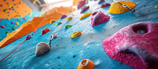 Colorful Climbing Wall, Interior Gym, Holds, Activity