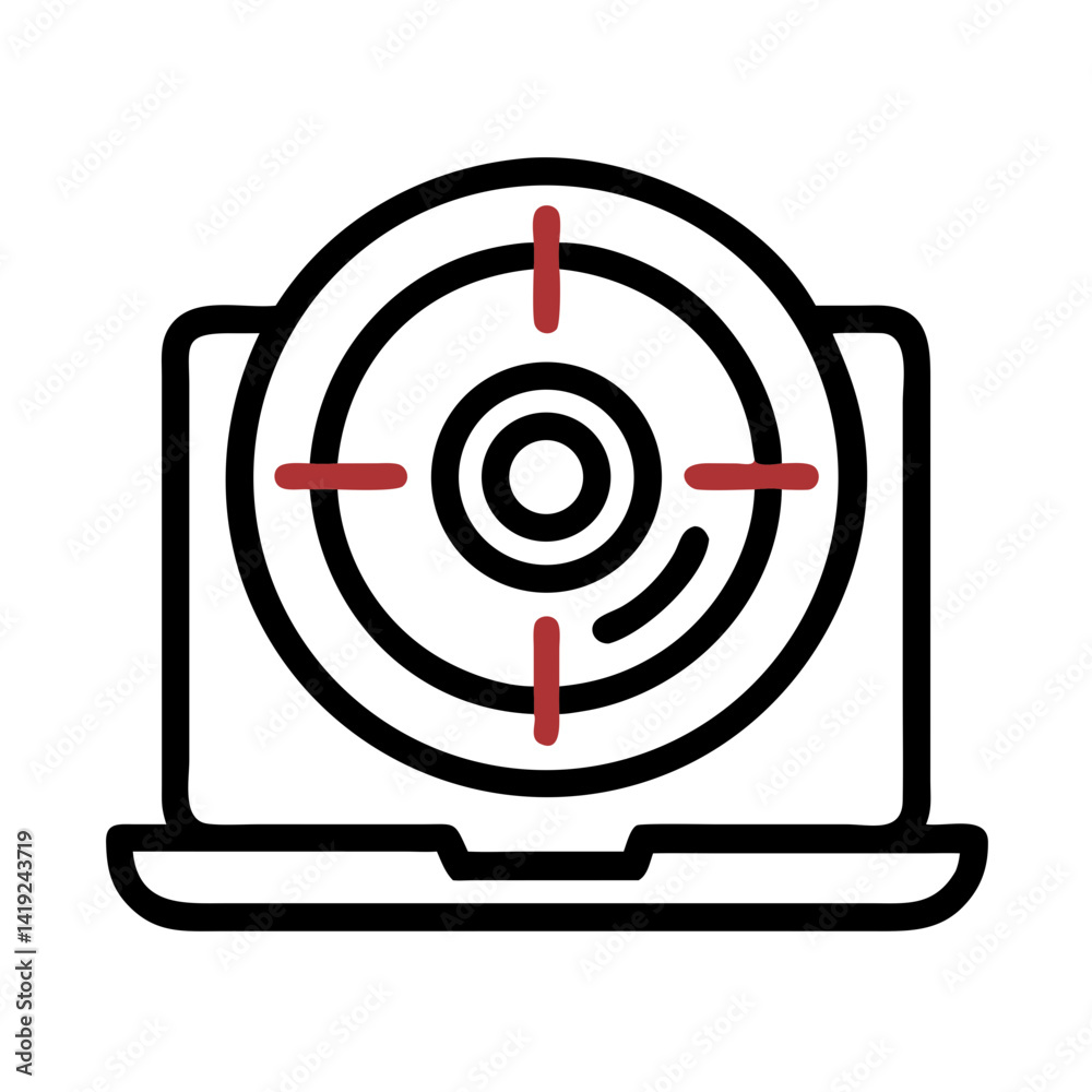 Poster Target Disk Icon Representing Cyber Tracking System and Digital Surveillance