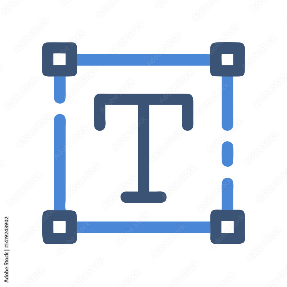 Poster Text Editing Box Icon Representing Typography Tool and Content Formatting