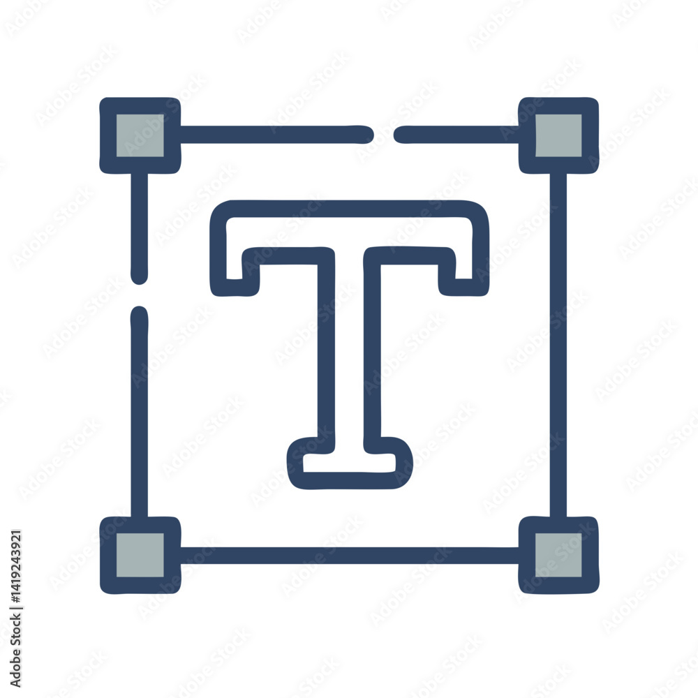 Poster Text Editing Box Icon Representing Typography Tool and Content Formatting