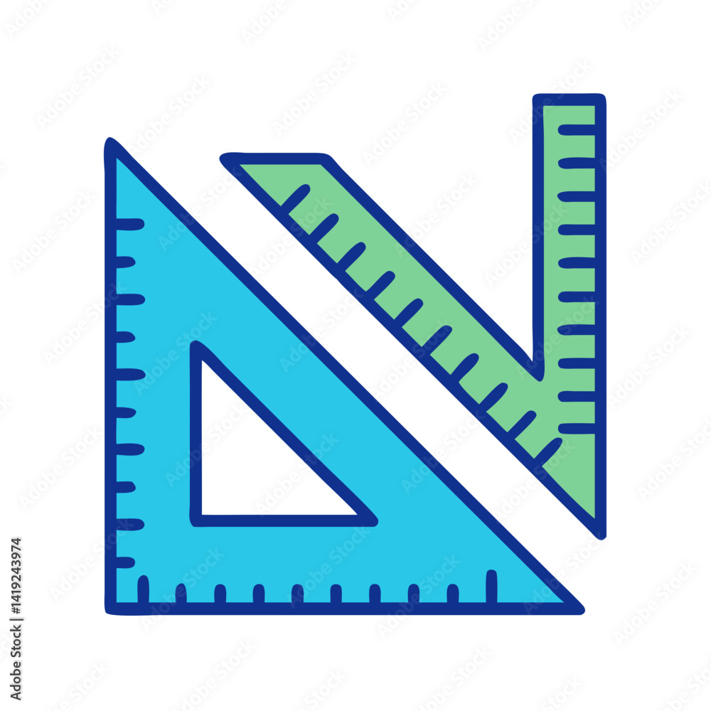 Poster Triangle and Protractor Icon Representing Measurement and Geometry Tools