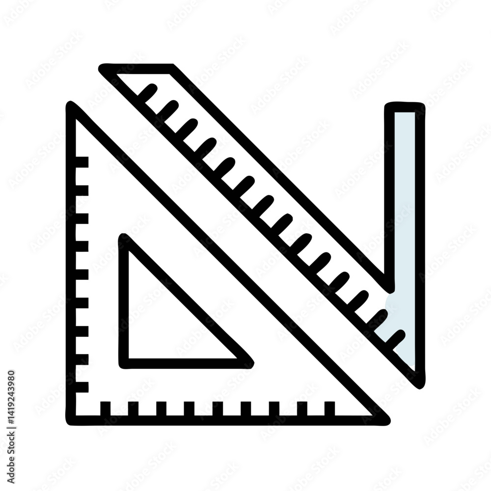 Poster Triangle and Protractor Icon Representing Measurement and Geometry Tools