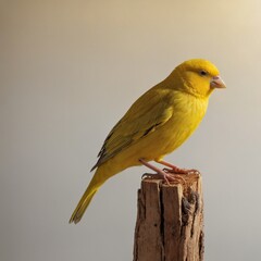 Canary bird on piece of wood