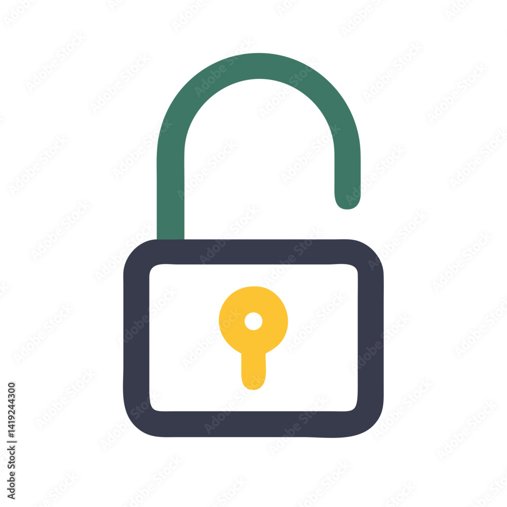 Fototapete unlocked padlock icon representing open access and security permission