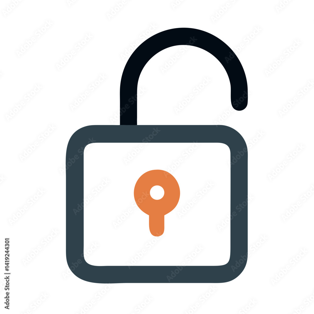 Leinwandbilder unlocked padlock icon representing open access and security permission