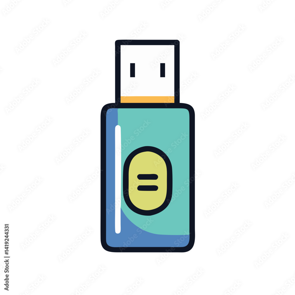 Poster USB Drive Icon Representing Media Storage Device for Data Transfer and Backup