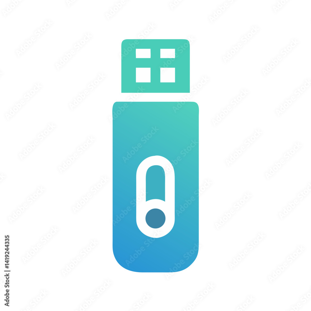 Poster USB Drive Icon Representing Media Storage Device for Data Transfer and Backup