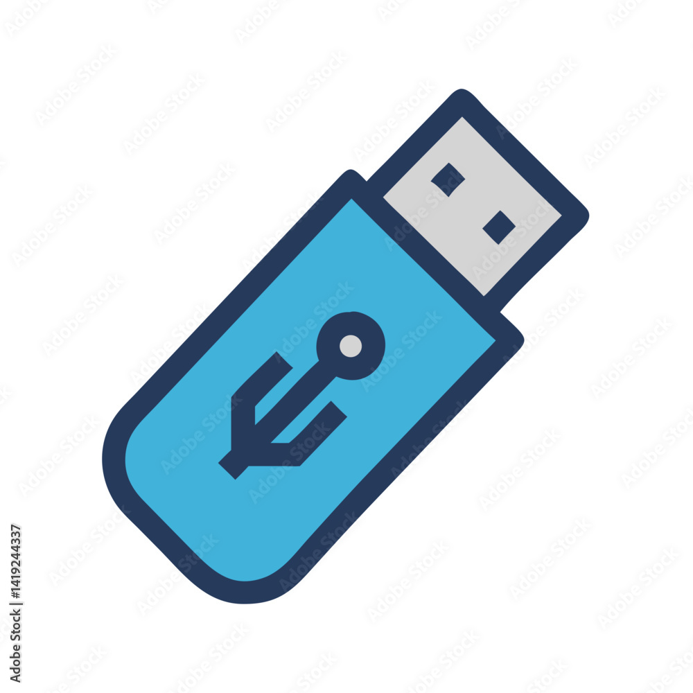 Poster USB Drive Icon Representing Media Storage Device for Data Transfer and Backup