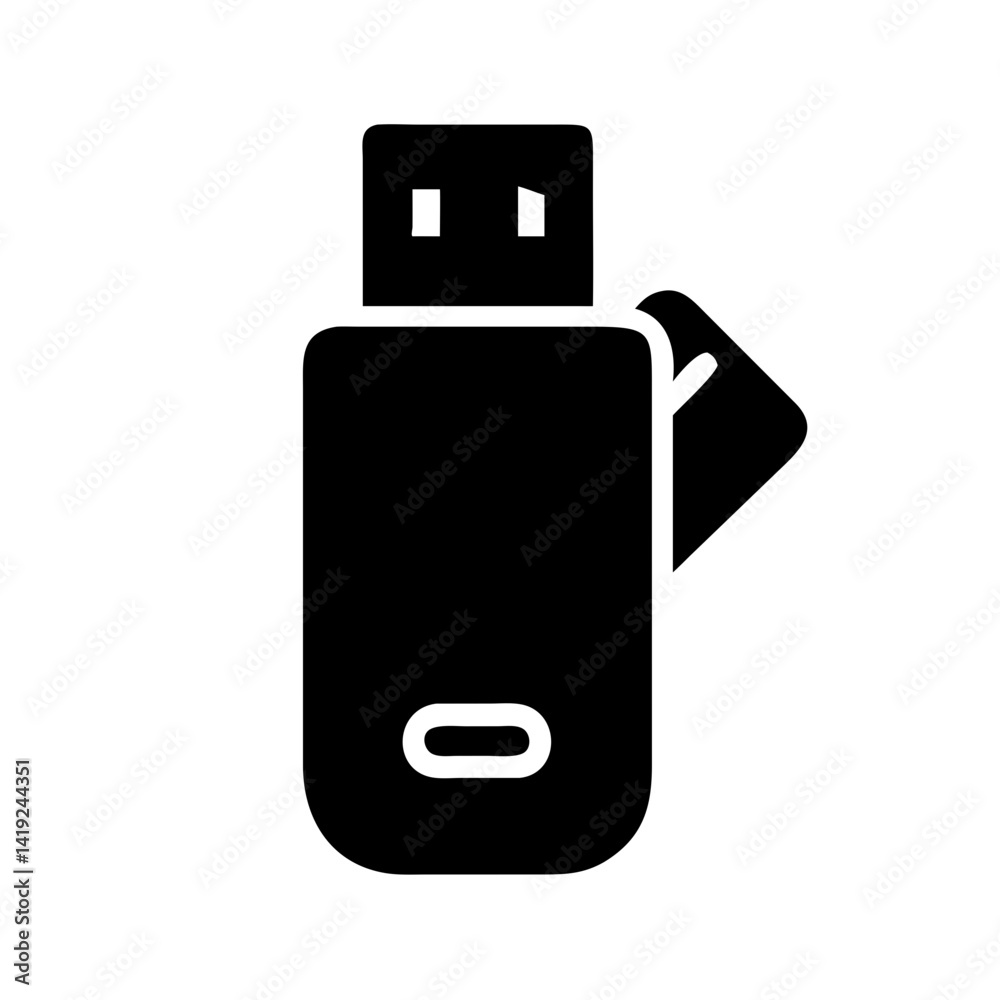 Poster USB Drive Icon Representing Media Storage Device for Data Transfer and Backup