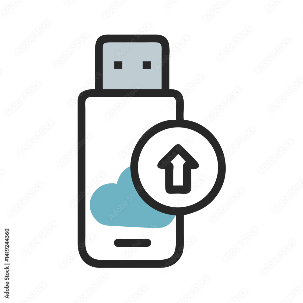 Fototapete USB with Cloud Arrow Icon Representing Creative Data Transfer and Cloud Backup