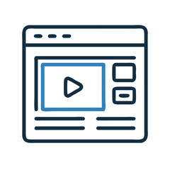 Video Window Icon Representing Media Player Interface for Digital Content Viewing