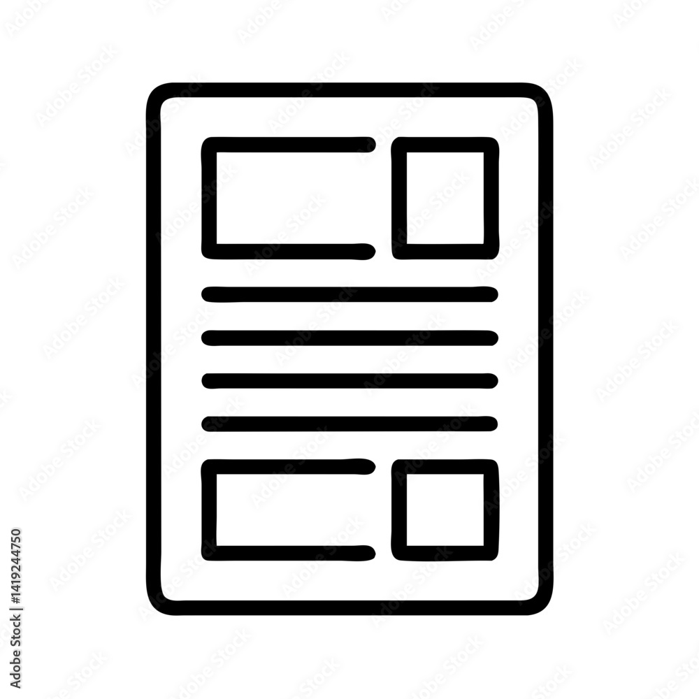 Poster Wireframe Document Icon Representing UI Mockup and Interface Design Blueprint