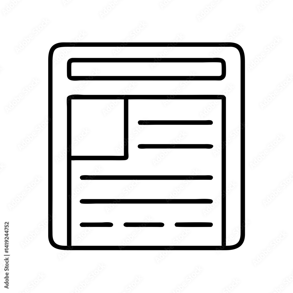 Poster Wireframe Document Icon Representing UI Mockup and Interface Design Blueprint