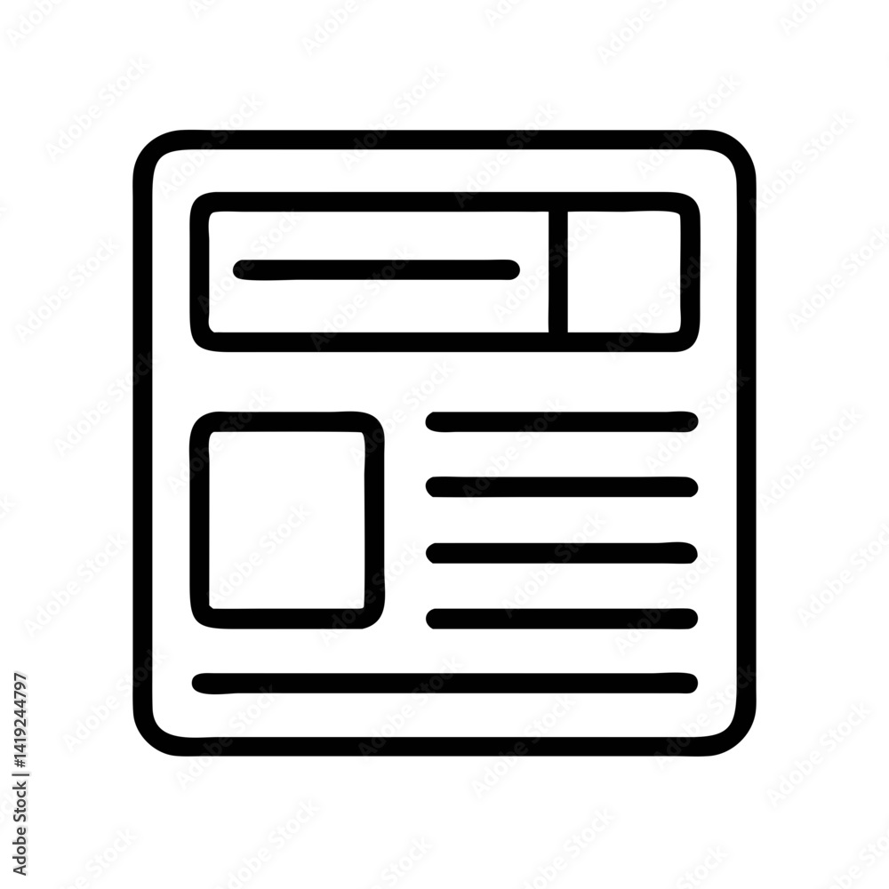Poster Wireframe Document Icon Representing UI Mockup and Interface Design Blueprint