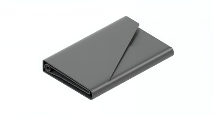 Isometric 3D Rendering of a Dark Gray Folded Object on White Background