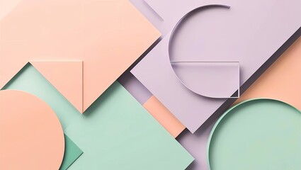 Minimalist abstract art wallpaper, using soft pastel tones, geometric shapes, and a calm, balanced composition. Clean and elegant digital artwork.