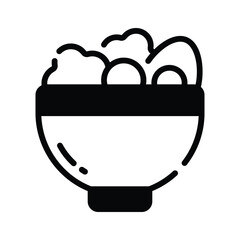 Easy to edit glyph style icon of salad bowl