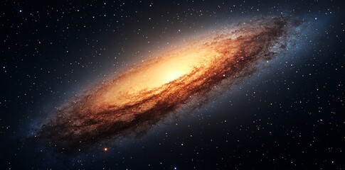 A vibrant spiral galaxy swirls with cosmic dust and bright stars in a dark space background.  Perfect for science, space, and astronomy projects.
