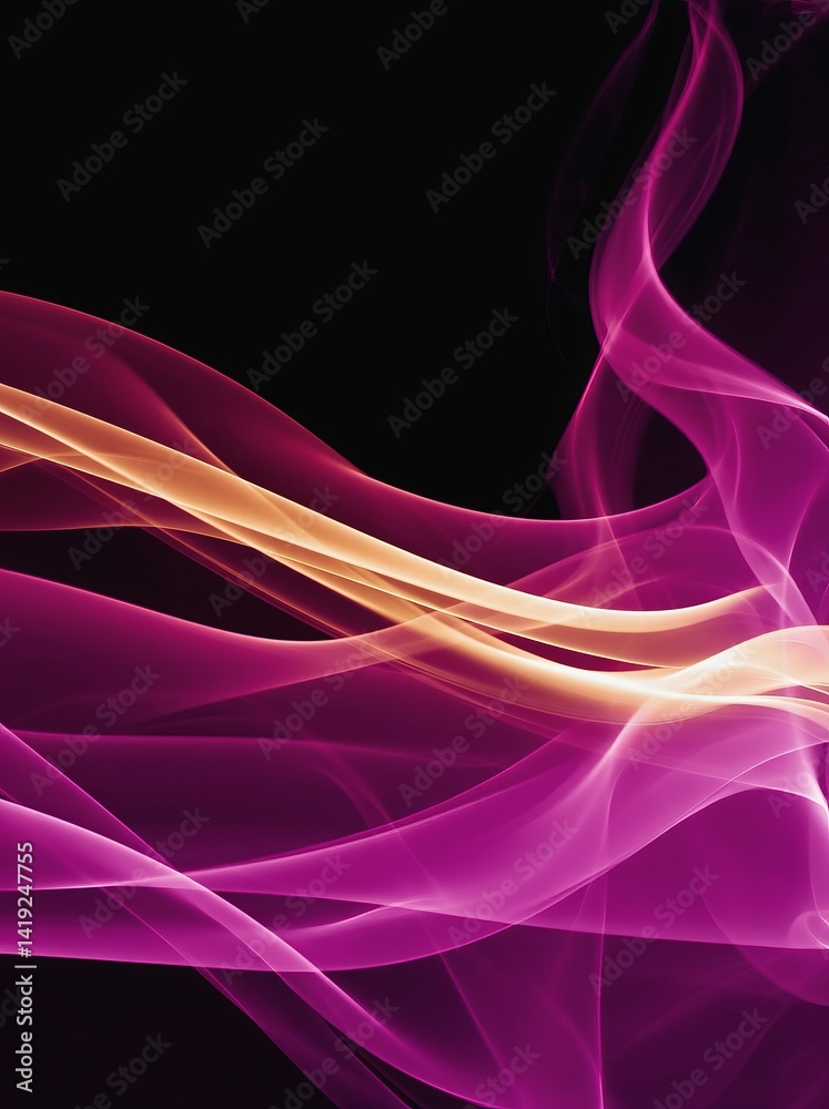 Poster colorful abstract wave patterns create a captivating visual experience against a dark background