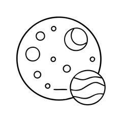 Fototapeta premium planet with a moon icon, planet with a moon line art - simple line art of planet with a moon, perfect for planet with a moon logos and icons