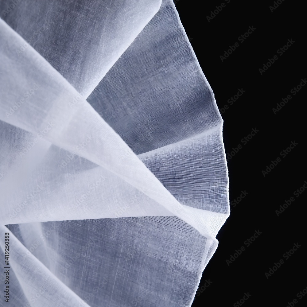 Poster soft white fabric creates an artistic abstract background with flowing textures and patterns against