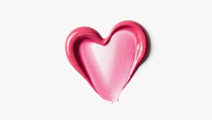 Fototapeta premium Vibrant pink heart shape created with glossy paint on a clean white background